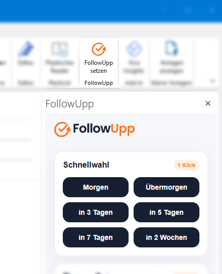 FollowUpp Outlook Add-in in Outlook